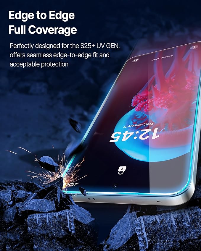 DOME GLASS Whitestone DOME UV GEN Film for Samsung Galaxy S25 [Glass-Like Film] Screen Protector with UV Lamp [2Pack]