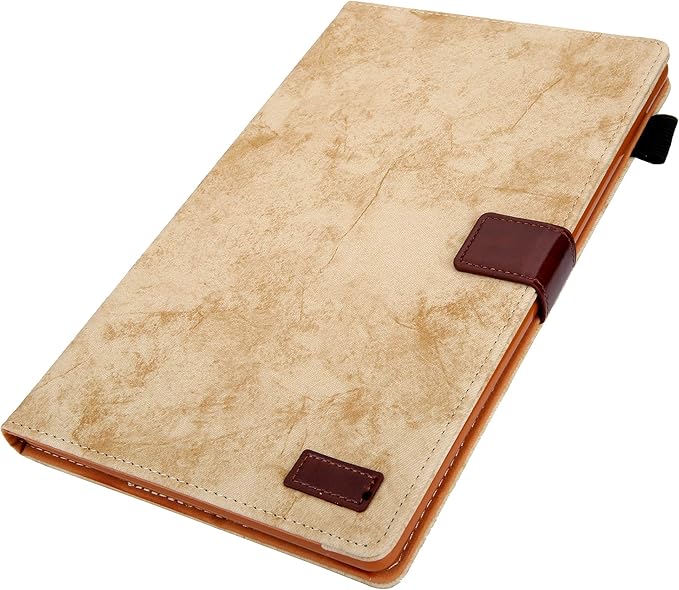 Folding Case for Amazon Fire HD 10 9th/7th/5th Gen Techcircle Smart Flip [Wake/Sleep] Solid PU Leather Protective Cover for All-New Kindle Fire HD 10.1 inch Tablet 2019/2017/2015 Release Beige
