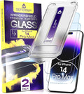 Defenslim for iPhone 14 PRO MAX Screen Protector (2Pack) Easy Auto-Dust &amp Align Install Kit 6.7 Tempered Glass 9H Hardness Ultra HD Clear Case Friendly WonderShield