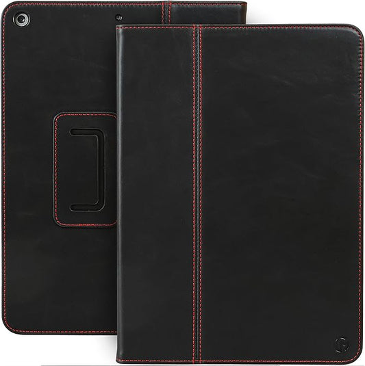 Casemade Real Leather Case Compatible with iPad Pro 10.5” / Air 3rd Gen (2019) - Full-Grain Leather Cover Auto Sleep/Wake Dual Stand Position (Black)