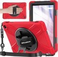 BRAECNstock for Amazon Fire HD 10 Tablet Case 13th Gen 2023 10.1 Shockproof Rugged Kindle Fire HD 10 Kids Tablet Cover with Screen Protector Rotating Hand Strap+Stand Shoulder Strap Pen Holder - Red