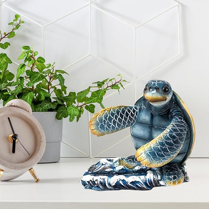 Handcrafted Sea Turtle Cell Phone Stand for Desk - Nautical Coastal Decor Sturdy Resin Phone Stand Beachy Marine Style - Symbol of Wisdom Protection &amp Longevity Universal Phone Compatibility