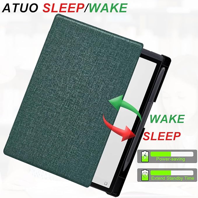 Slimshell Case for 8.2'' iFLYTEK AINOTE Air 2 Smart Auto Sleep/Wake Ultra-Thin Lightweight Leather Folio Cover with Built-in Pen Holder &amp Magnetic Closure (Cloth Sage Green)