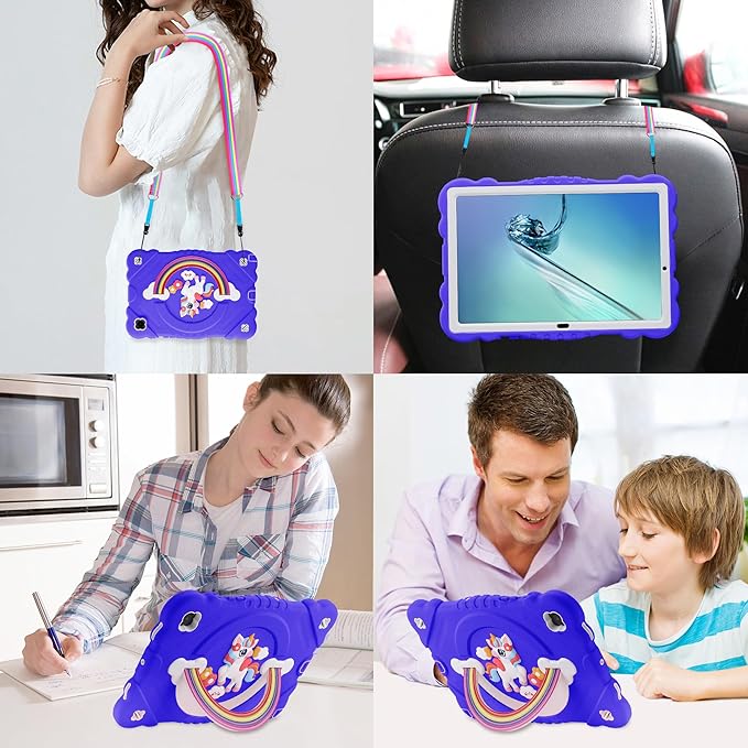 XZC Case for Samsung Galaxy Tab A8 10.5 inch (SM-X205N/X200N/X207) 2021/2022 Unicorn Heavy Duty Shockproof Protective Cover with Adjustable Shoulder Strap (Purple)