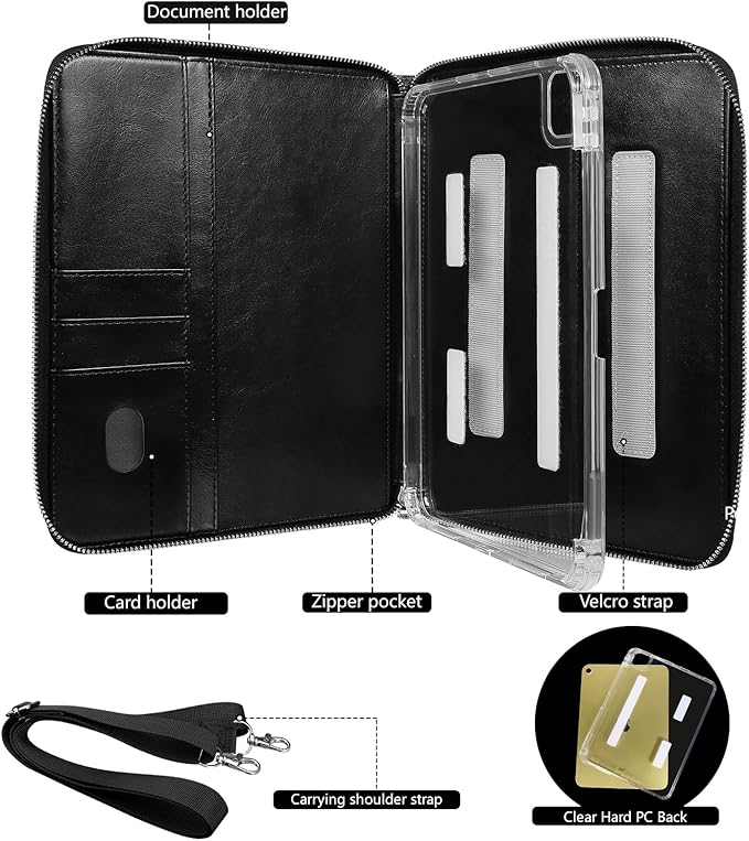 E NET-CASE Case for iPad Air 11-inch M4/M3/M2 (2026/2025/2024)/iPad (A16) 11th Gen 11 2025/iPad 10th Gen 10.9 2022/iPad Air 5th/4th Gen (2022/2020) 10.9Briefcase-Style Stand Cover(Black)