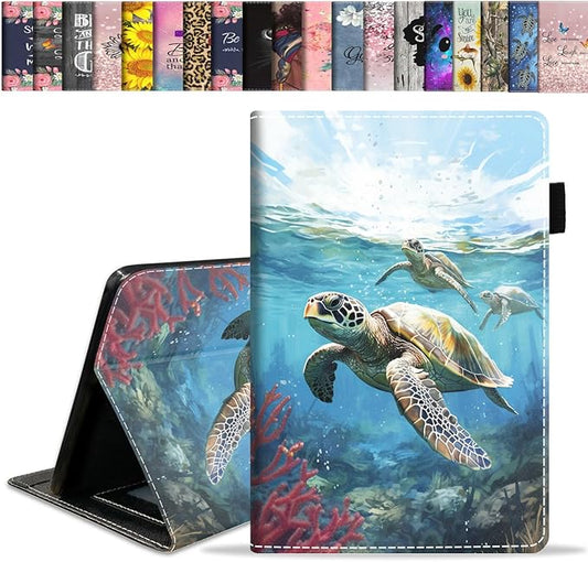 Case for All-New Amazon Fire HD 10 &amp 10 Plus Tablet 10.1 (13th/11th Generation 2023/2021 Release) Slim Stand Folio Cover with Card Slot &amp Auto Wake/Sleep - Watercolor Sea Turtle