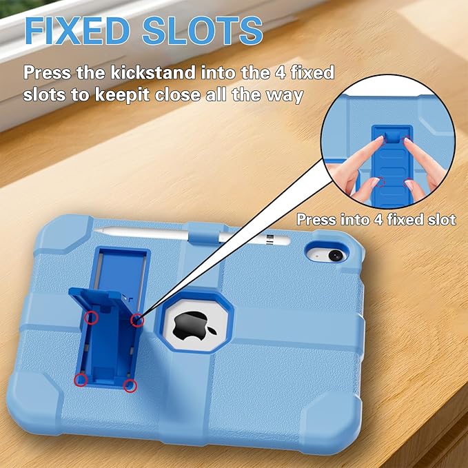 Case for iPad (A16) 11th Generation 11 Inch 2025 / iPad 10th Generation 10.9 Inch 2022 Rugged Heavy Duty Protective Cover [Built-in Pencil Holder ] for iPad 11/10 Gen (LightBlue)