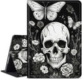 for Amazon Fire HD 10 (9th/7th/5th Generation 2019/2017/2015 Release) Tablet Case Multi-Angle Viewing Shockproof Smart Protective Case for Kindle Fire HD 10.1 Inch Butterfly Skull