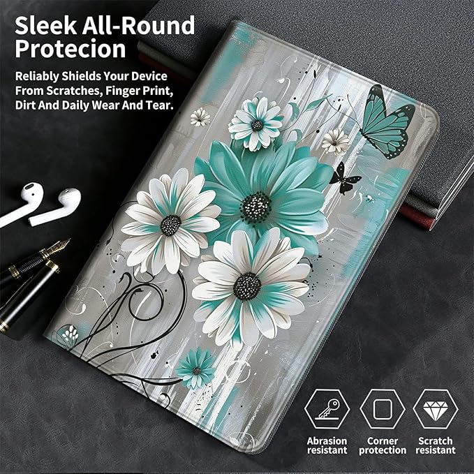 Case for Kindle Paperwhite 12th Generation &amp Kindle Colorsoft Signature Edition 2024 7 inch Lightweight Smart Case Adjustable Stand Protective Cover with Auto Wake/Sleep - Sunflowers and Butterfli