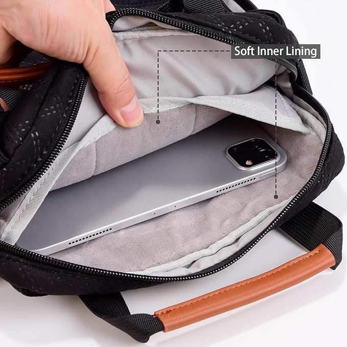 9-11 Inch Tablet Sleeve Bag Padded Carrying Travel Case for iPad Pro 11-in (M4) iPad 10.9 (10th Gen) iPad Air 11-in (M2) Galaxy Tab S9/S8 with Shoulder Strap (Classic Black)