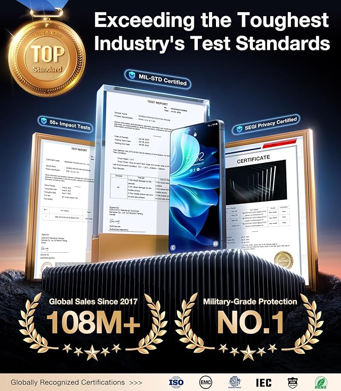 UltraGlass TOP 9H+ Armor for Samsung Galaxy S26+ Plus Privacy Screen Protector [NO.1 Military Grade Shatterproof] S26+ Plus Screen Protector Privacy Glass [100% Anti-Spy] Longest Durable 2 Pack
