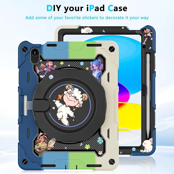 ROISKIN Case for iPad A16 11th Generation 11 Inch 2025 iPad 10th Generation Case 10.9 for Kids with Screen Protector360 Kickstand &amp HandlePen HolderShoulder StrapHeavy Duty Drop Protection