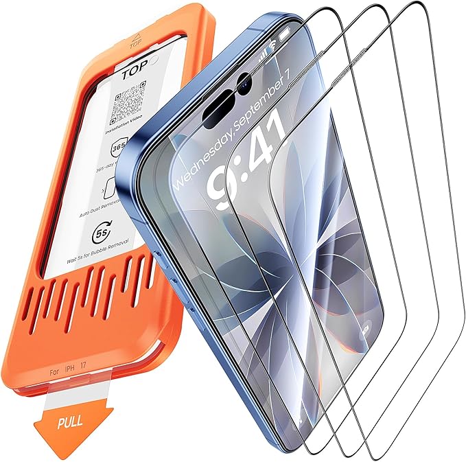 3-Pack for iPhone 17 Screen Protector 9H+ Tempered Glass Scratch Shatter &amp Drop Resistant Smooth &amp Clear Military Grade Protection Full Coverage