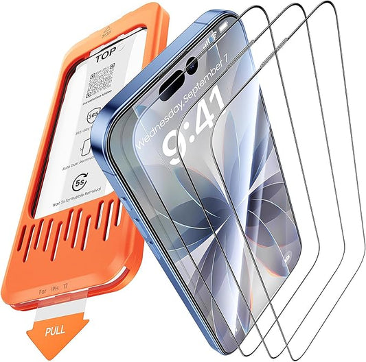 3-Pack for iPhone 17 Screen Protector 9H+ Tempered Glass Scratch Shatter &amp Drop Resistant Smooth &amp Clear Military Grade Protection Full Coverage
