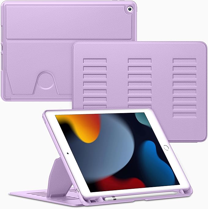 VIKESI Case for iPad 9th / 8th / 7th Generation 10.2 inch (2021/2020/2019 Released)Multiple Angles Magnetic Stand CoverShockproof BackPencil Holderand Auto Sleep/WakeLilac