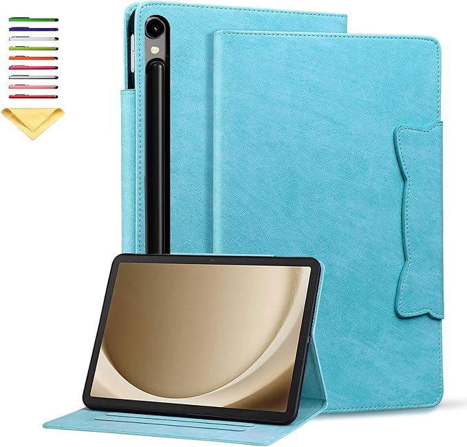 Case for Samsung Galaxy Tab S10 FE+/S10 FE Plus 13.1 Inch 2025 (SM-X620/SM-X626B) with Pockets Multi-Angle Stand PU Leather &amp TPU Back Shockproof Magnetic Closure Folio Wallet Cover SkyBlue