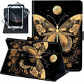 for Universal 10 10.1 Inch Android Tablet Case 360 Degree Rotating PU Leather Stand Folio Cover for iPad 9.7/10.2/10.5/Galaxy Tab 9-10.5/Fire HD 10 and More 9.0-10.5 Inch TabletButterfly Moon