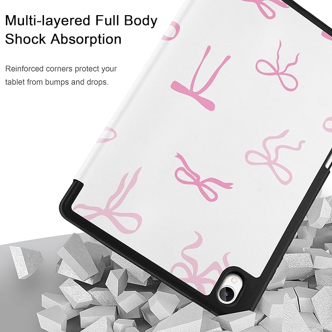 DONGKE Case for Samsung Galaxy Tab S11 5G 11 2025 Model (SM-X730/X736B) Slim Lightweight Trifold Stand Cover with S Pen Holder Auto Sleep/Wake Soft TPU Shockproof Back Pink Bows