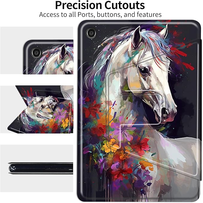 Flowers and white horses