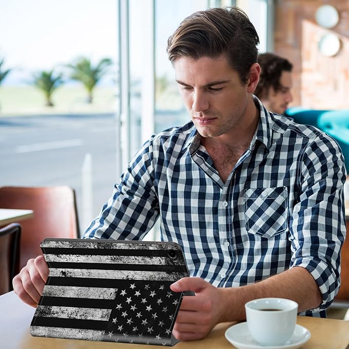 Case for Galaxy Tab A9+/A9 Plus 11 inch 2023 2024Slim Leather Multi-Angle Stand Folio Cover Auto Wake/Sleep for Samsung Galaxy Tab A9 Plus Tablet SM-X210/X216/X218Black American Flag