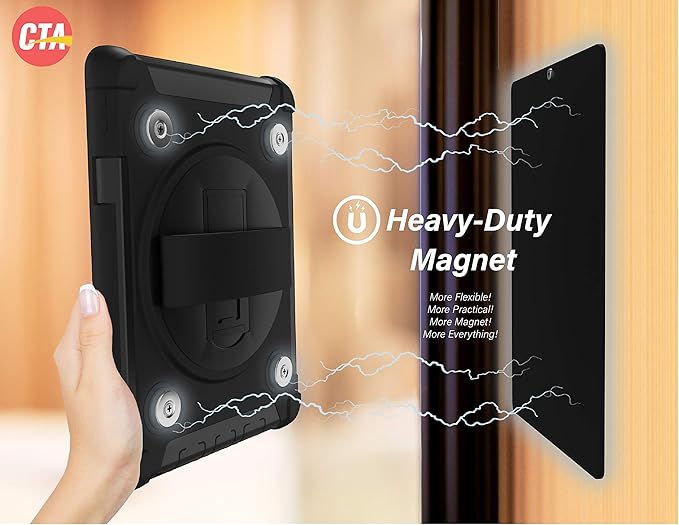 Splash-Proof iPad Case - CTA Magnetic Splash-Proof Case with Impact Shielding and Metal Mounting Plates for iPad Air2 iPad 5th &amp 6th Gen and iPad Pro 9.7 Black (PAD-MSPC9)