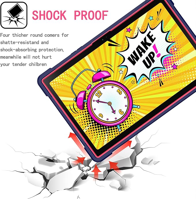 Dteck for Samsung Galaxy Tab A8 (SM-X200) Tablet Case 10.5 2022 Release Shockproof Rugged Hard Case for Kids with Rotate Handle and Kickstand Protective Cute Cover with Shoulder Strap Rose/Black