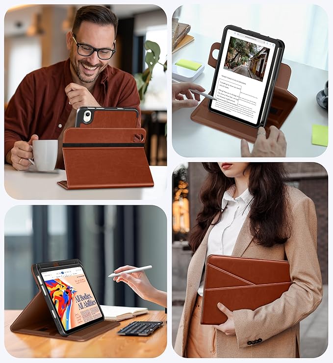 DTTO for iPad mini 7 (A17 Pro) Case iPad mini 7th / 6th Generation Case (2024/2021) 360 Degree Rotating Premium Leather Folio Stand Cover with Pencil Holder Brown