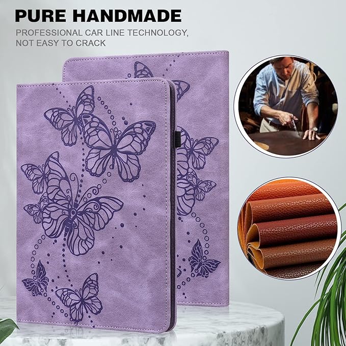 Case for Amazon Kindle Fire Max 11 Case (13th Generation 2023 Release) 11PU Leather Folio Stand Embossed Butterfly Stand Cover for Fire 11 Tablet - Purple