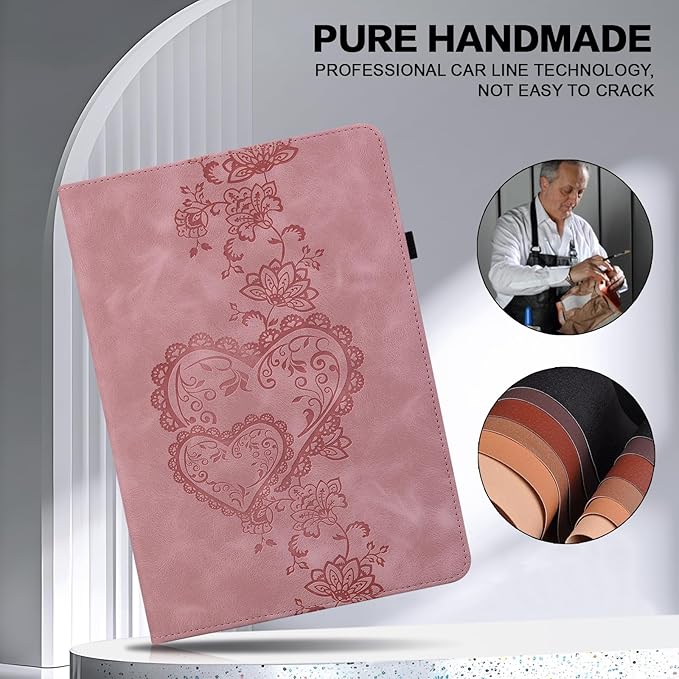 Case for Lenovo Idea Tab 11'' 2025/ Tab M11/ Tab K11 LTE 11 2024 Multi Angle Flip PU Leather Shockproof Case with Pencil Holder/Card Slots Pink