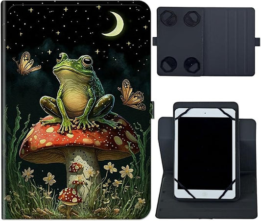 6 7 Inch Tablet CaseUniversal Case for 6-7 Inch Tablet eReader7 Kindle Series e-Reader Tablet Stand Folio Shell Cover with 360 Degree Rotatable Kickstand Multiple ViewingMushroom Frog