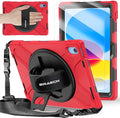 BRAECNstock for Apple iPad (A16) 11th/10th Generation Case 11/10.9 2025/2022 Shockproof Protective Case with Screen Protector Pencil Holder Rotating Stand&ampHand Strap Shoulder Strap Red