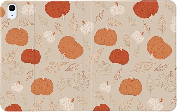 MAYCARI Fall Brown Leaves Pumpkins iPad Case for iPad 2022 10.9 Inch with Pencil Holder Handmade iPad 10th Generation Case Cover Autumn Fine Grained iPad Protecitve Hard Case with Auto Wake/Sleep