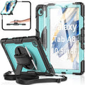 Case for Samsung Galaxy Tab A8 5G Tablet Case 10.5 inch [with Tempered Glass Screen Protector] Rotatable Kickstand S Pen Holder Hand/Shoulder Strap (SkyBlue)