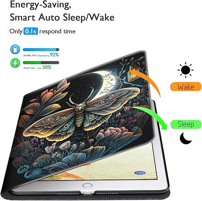 Case for 6.8 Kindle Paperwhite 11th Generation 2021 and Kindle Paperwhite Signature Edition Smart Case Adjustable Stand Protective Cover with Auto Wake/Sleep - Moth Moon Flower Floral