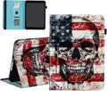 Case for Samsung Galaxy Tab A9+/ A9 Plus 11 2023 (SM-X210/X216/X218)Wallet PU Leather Folio Cover Multi-Angle Stand with Auto Wake/SleepAmerican Flag Skull