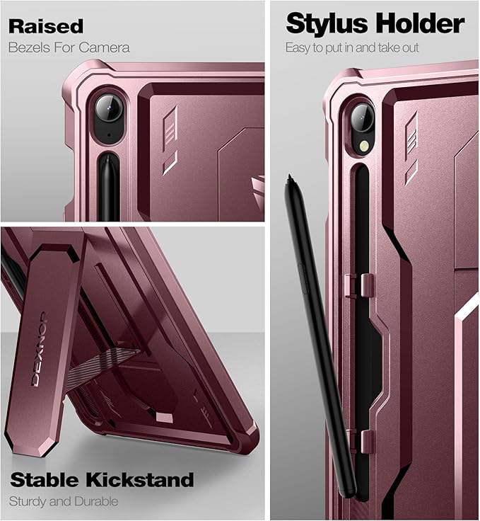 Dexnor Case for Samsung Galaxy Tab S9 11 Inch 2023 [Built in Screen Protector &amp Kickstand] with Pen Holder Heavy Duty Shockproof Full Body Protective Cover for Galaxy Tab S9 Case-Red