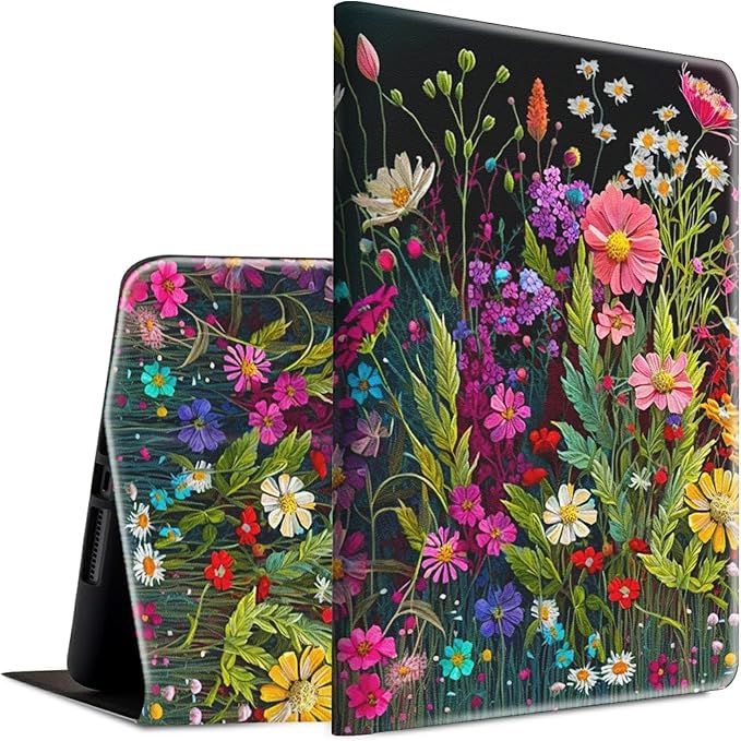 Case for Kindle Paperwhite 12th Generation &amp Kindle Colorsoft Signature Edition 2024 7 inch Lightweight Smart Case PU Leather Adjustable Stand Protective Cover with Auto Wake/Sleep - Floral Flower