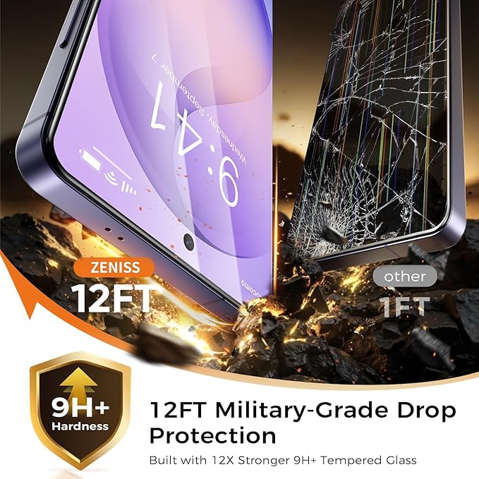 NeverBreak 9H+ Hardness for Samsung Galaxy S26 Ultra Screen Protector 12FT Military Grade Protection (Scratch Shatter Drop Resistance) Tempered Glass Full Edge Coverage Case Friendly 2 Pack