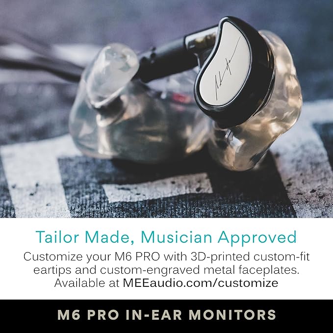 MEE audio M6 PRO Musicians' In-Ear Monitors Wired + Wireless Combo Pack: Includes IEMs 2 Audio Cables and BT3 Hi-Res Bluetooth Audio Adapter w/aptX LDAC Auracast Support &amp Built-In Headset (Bl