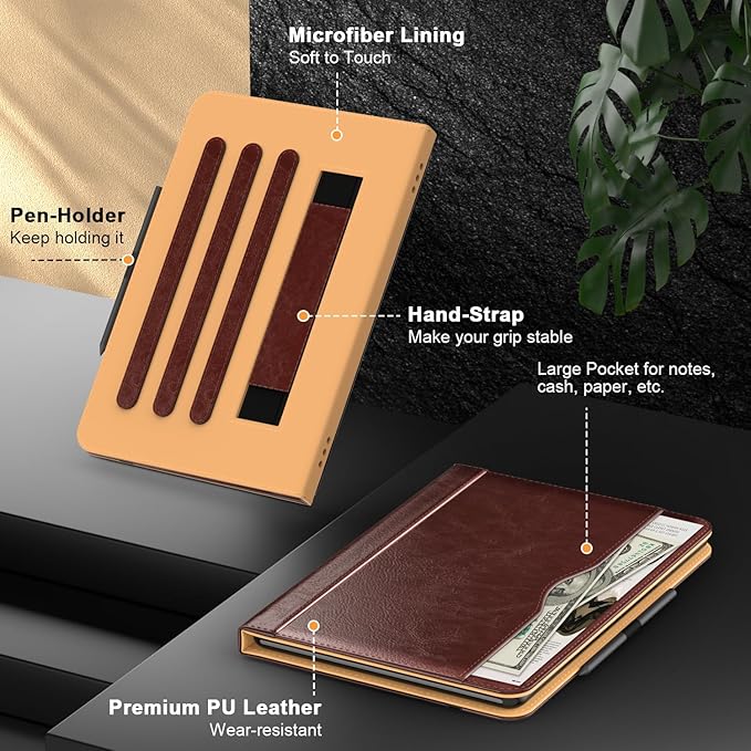 Grifobes Case 8/8 Plus [Only for 2024/2022/2020 Released 12th/10th Generation] Premium PU Leather Folio Stand Smart Auto Wake/Sleep Cover with Built-in Stylus Holder/Pocket Brown