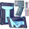 Case for Amazon Fire Max 11 (13th Generation 2023 Released) - Heavy Duty Hybrid Protective Case Cover with Kickstand + 1 Screen Protector and 1 Random Stylus (Navy Blue/Blue)