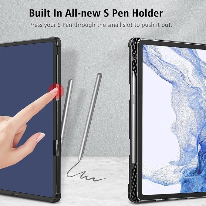 Fintie Case for Samsung Galaxy Tab S8/Tab S7 11 Inch (Model SM-X700/X706/T870/T875/T878) with Built-in S Pen Holder Multiple Angle Portfolio Business Cover with Pocket Auto Sleep/Wake Hibiscus