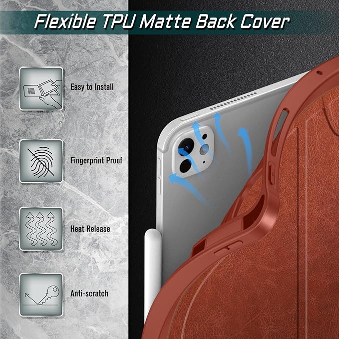 Fintie Magnetic Stand Case for iPad Pro 13-inch (M5) 2025 / (M4) 2024 - Multiple Angles Shockproof Rugged Soft TPU Cover with Pencil Holder Auto Sleep/Wake Brown