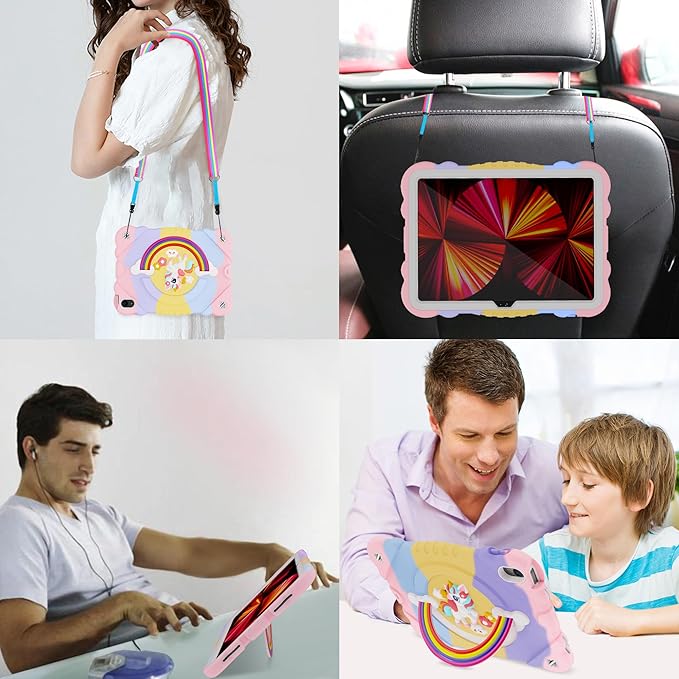 XZC Case for iPad (A16) 11th Generation 11 Inch 2025/ iPad 10th Generation 10.9 Inch 2022 Unicorn Heavy Duty Shockproof Rugged Cover with Built-in Stand/Strap (Rainbow)