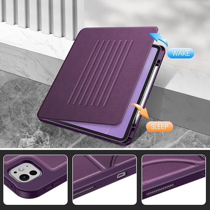 Fintie Magnetic Stand Case for iPad Pro 13-inch (M5) 2025 / (M4) 2024 - Multiple Angles Shockproof Rugged Soft TPU Cover with Pencil Holder Auto Sleep/Wake Purple