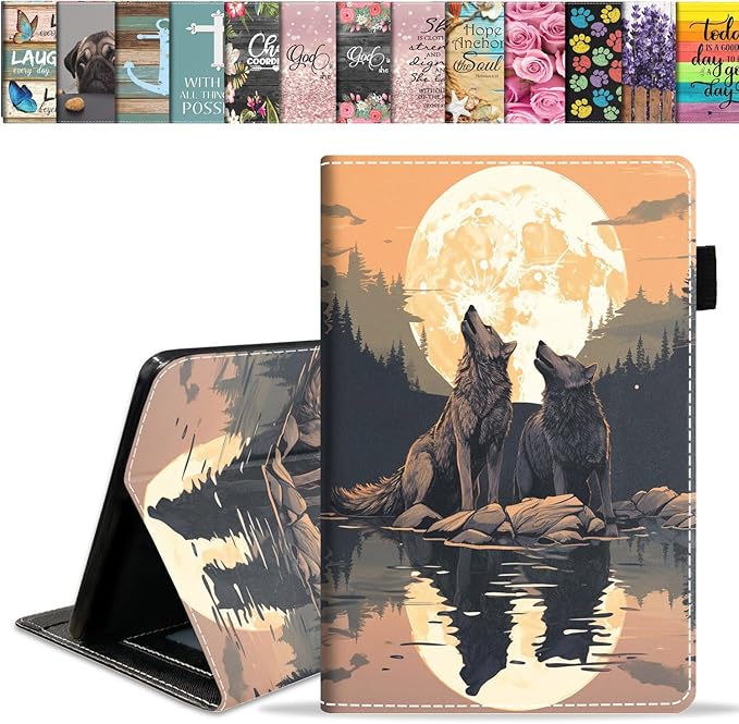 Case for All-New Amazon Fire HD 10 &amp 10 Plus Tablet 10.1 (13th/11th Generation 2023/2021 Release) Slim PU Leather Stand Cover with Card Slot &amp Auto Wake/Sleep Wolf Under The Moon