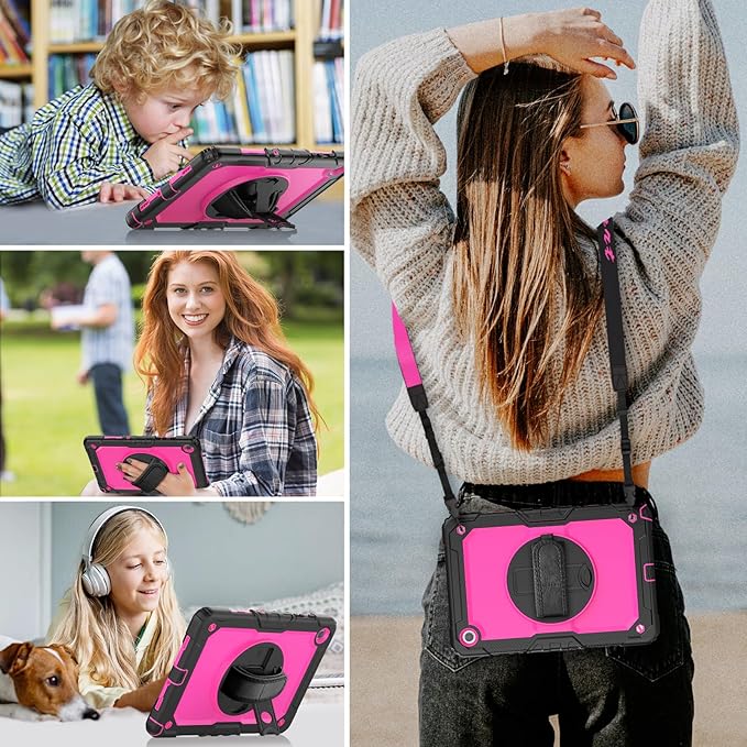 HXCASEAC Case for Samsung Galaxy Tab A11+ Plus Kids 11 Inch Protective with Screen Protector/Hand Strap/Pen Holder Sturdy Shockproof for Samsung A11 Plus Tablet Case Cute for Girls - Rose