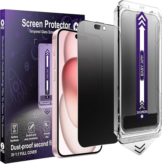 2-Pack Matte Privacy Screen Protector for iPhone 14 Pro / 15/16Anti-Glare &amp Anti-SpyAnti-FingerprintSmooth as SilkEasy Installation Military-Grade 9H Hardness