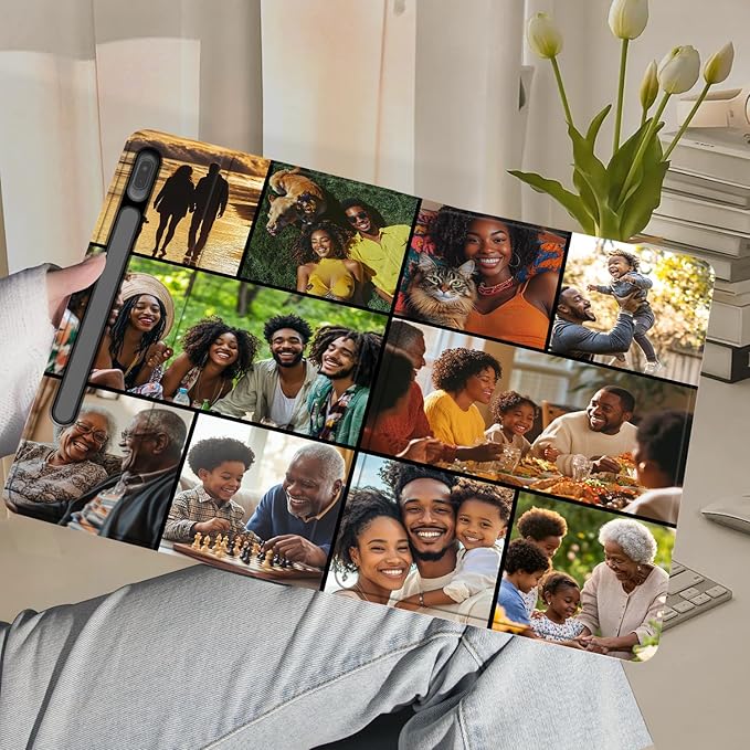 Custom Photo Personalized Flip Case for Samsung Galaxy Tab S7 FE 12.4 inch(2021)Model Code: SM-T730/T733/T736B Samsung Galaxy Tablet Customized Picture Text Leather Stand Cover Protective Case