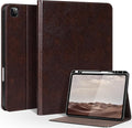 Genuine Leather Case for iPad Pro 12.9 Inch Folio Cover with Pencil Holder Auto Wake/Sleep &amp Adjustable Stand for 6th/5th/4th/3rd Generation (2022-2018) - Vintage Mocha Brown